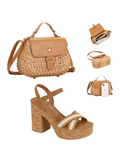 2PC Vizzano Boho Cork Platform Heels and Crossbody Bag